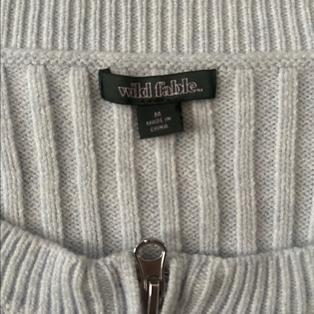 Wild Fable Light Gray/Blue Ribbed Cropped Cardigan - Picture 2 of 4